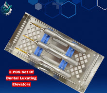 Load image into Gallery viewer, 3 PCS Set of Dental Luxating Elevators in stainless steel cassette tray
