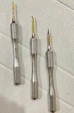 Load image into Gallery viewer, Three individual dental luxating elevators with gold titanium tips
